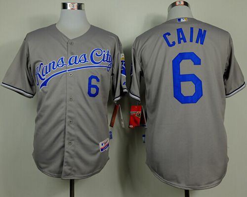 Royals #6 Lorenzo Cain Grey Cool Base Stitched MLB Jersey - Click Image to Close